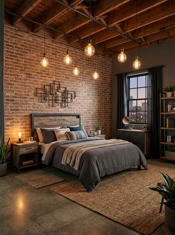 Edison Bulb Lighting - 30 industrial bedroom ideas