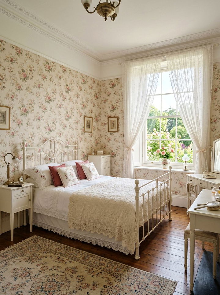 Edwardian Floral Wallpaper - 30 Edwardian bedroom ideas