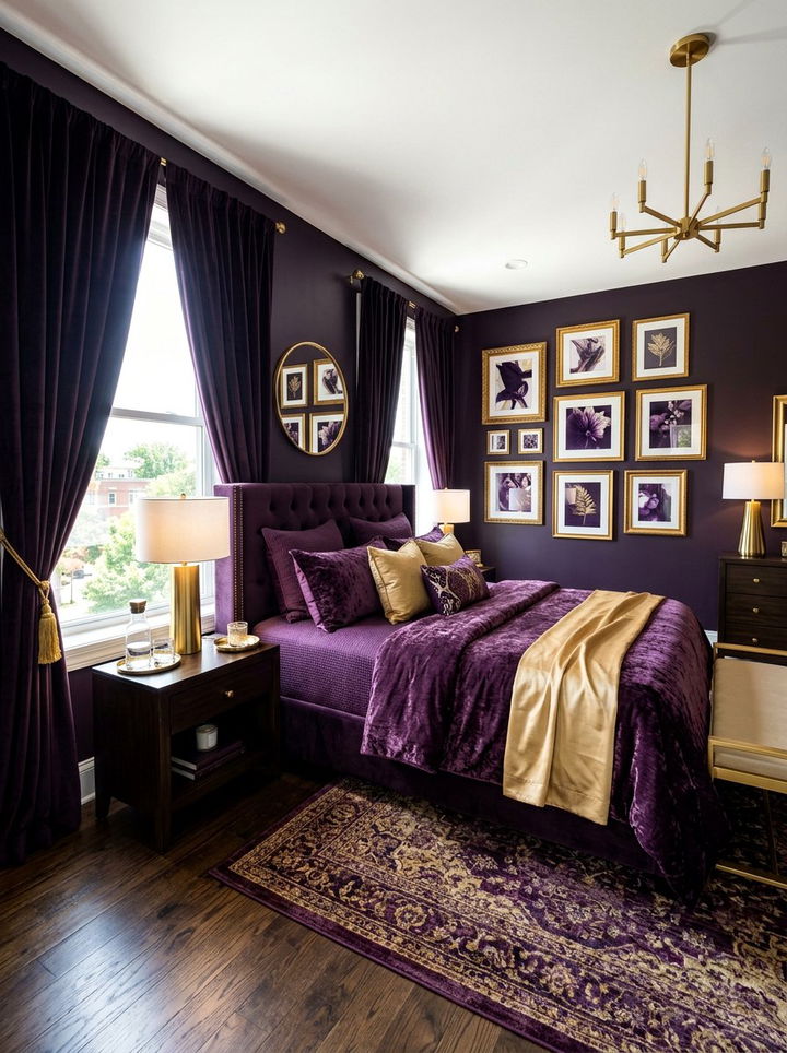 Eggplant and gold bedroom - 30 purple and gold bedroom color combo