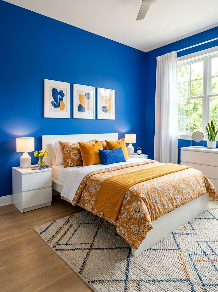 Electric Blue And Marigold Bedroom - 30 orange and blue bedroom color combo