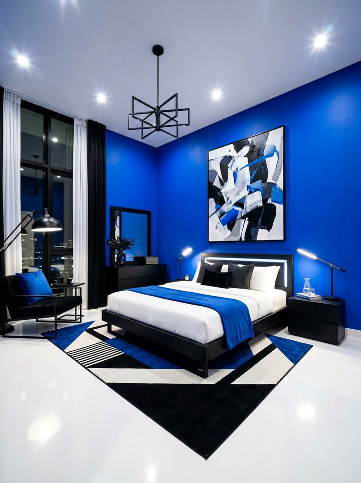 Electric Blue Contemporary Bedroom - 30 cool blue bedroom ideas
