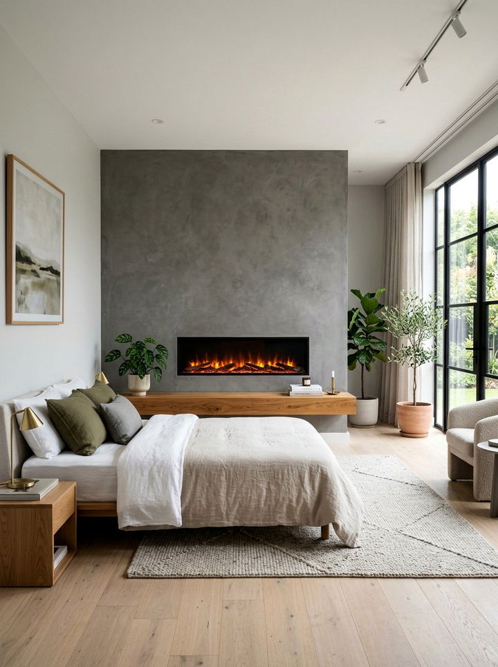 Electric Fireplace Floating Bench - 30 bedroom electric fireplace ideas