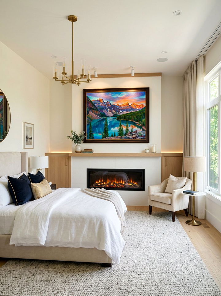 Electric Fireplace Under Art - 30 bedroom electric fireplace ideas