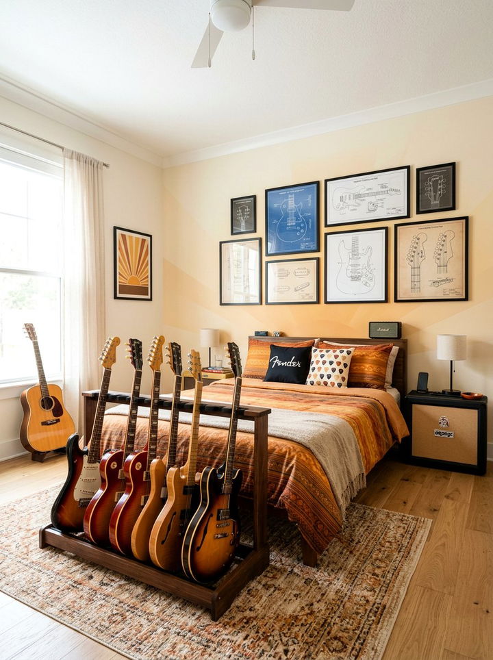 Electric Guitar Bedroom - 30 rock and roll bedroom ideas