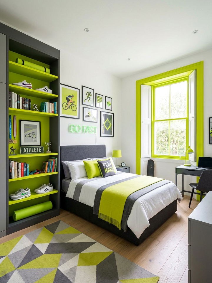 Electric Lime Green Accents - 30 neon color bedroom ideas