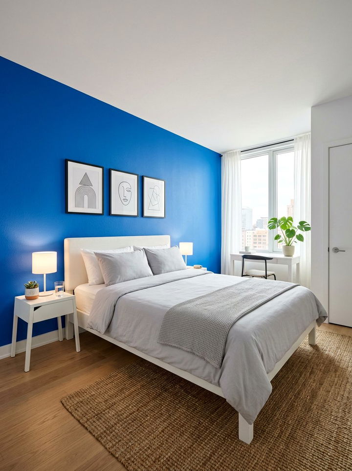 Electric blue accent wall - 30 electric blue bedroom ideas