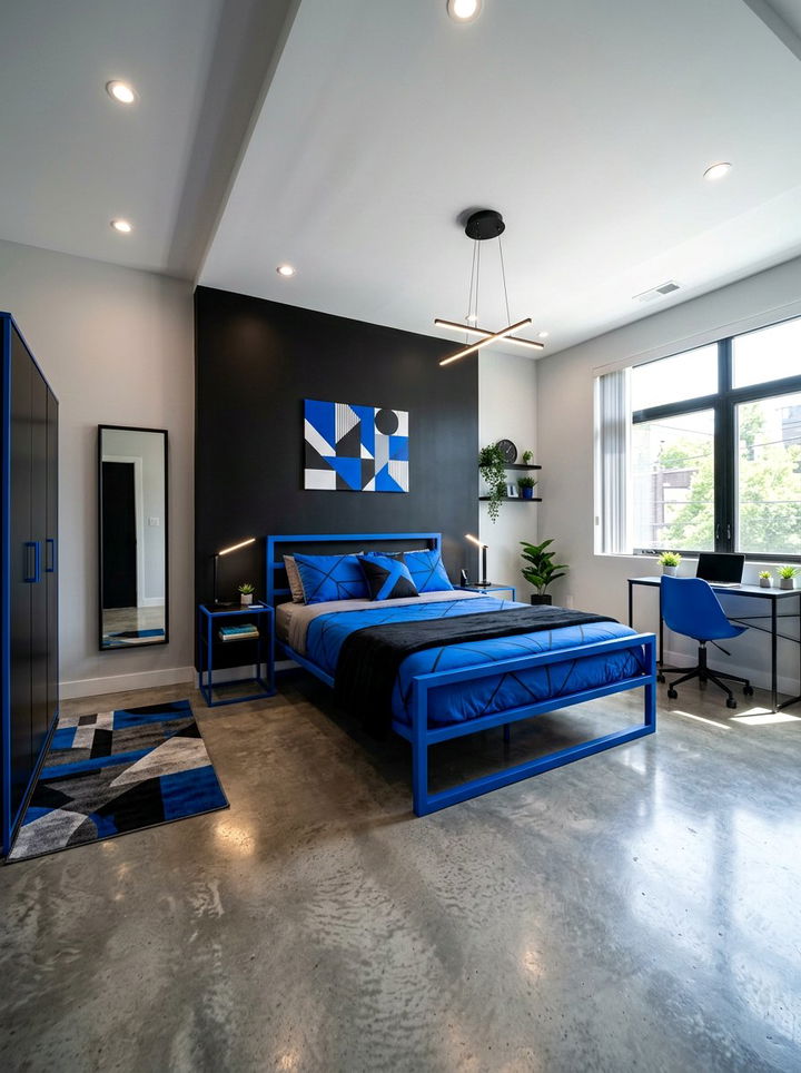 Electric blue and black bedroom - 30 electric blue bedroom ideas