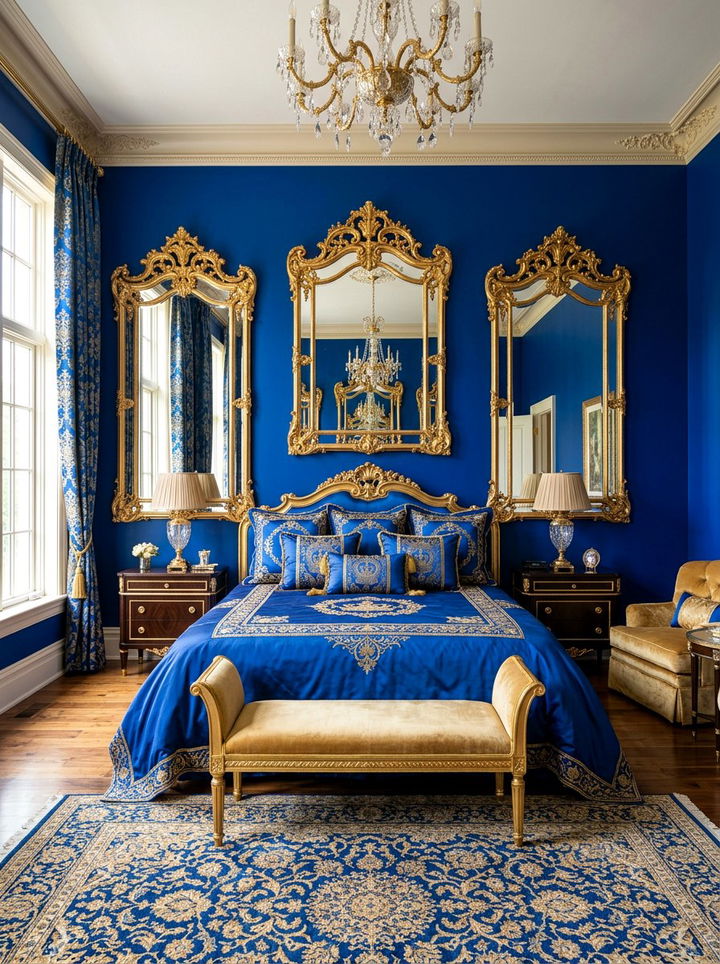 Electric blue and gold bedroom - 30 electric blue bedroom ideas