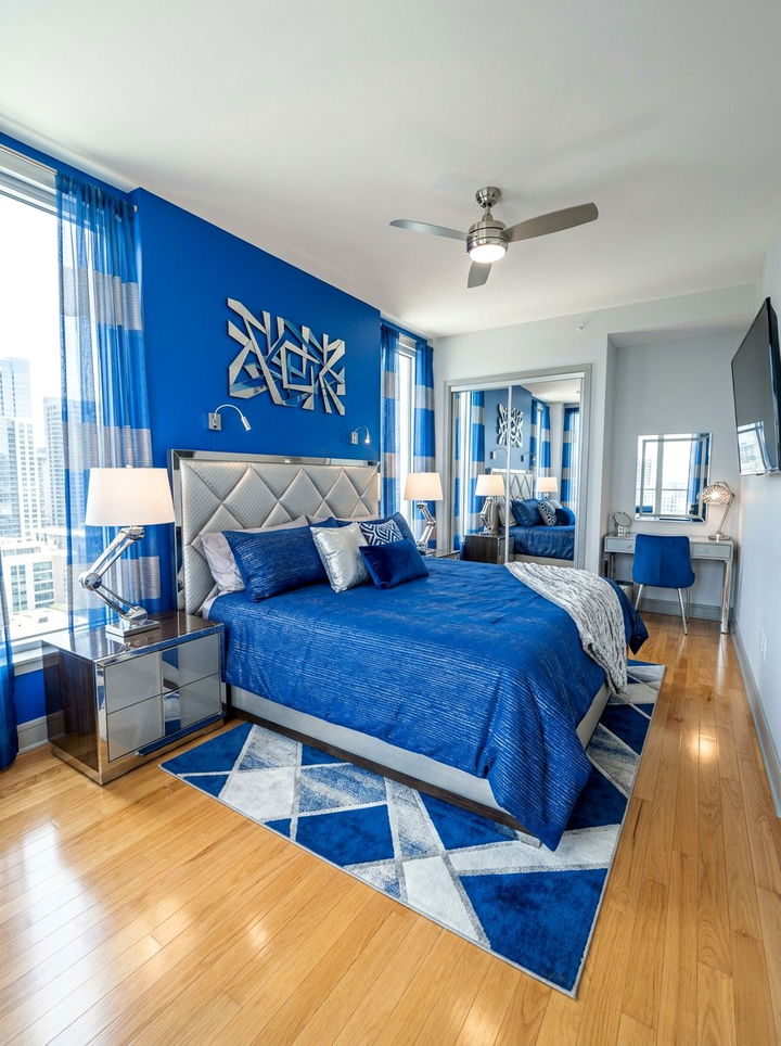 Electric blue and silver bedroom - 30 electric blue bedroom ideas