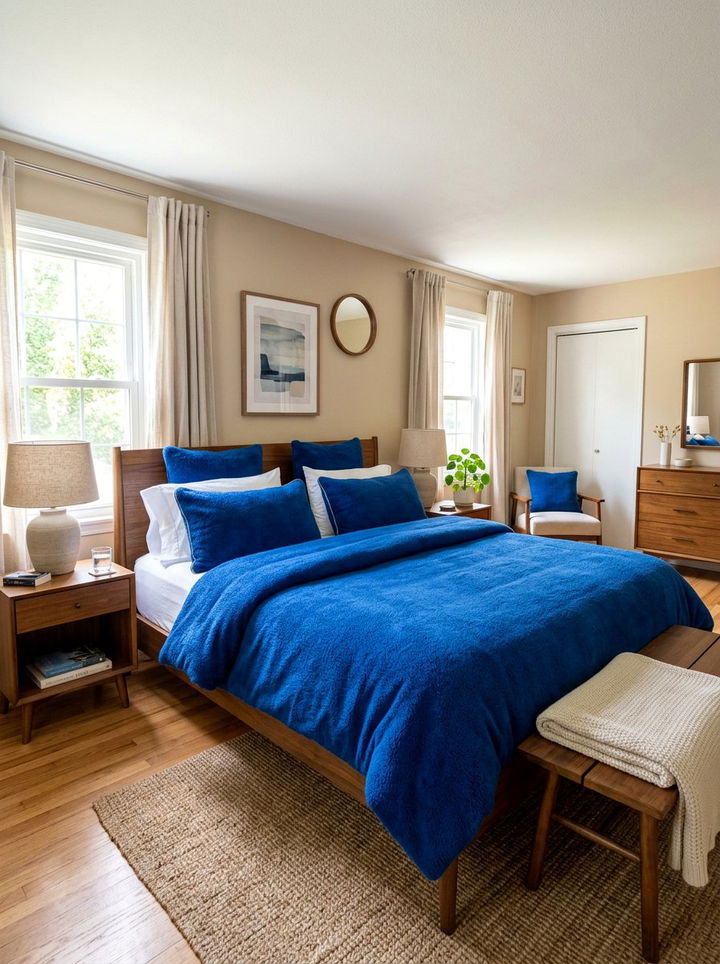 Electric blue bedding set - 30 electric blue bedroom ideas