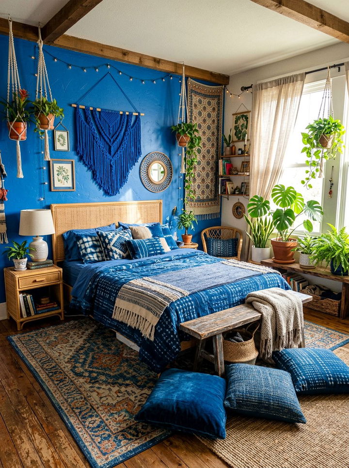 Electric blue bohemian bedroom - 30 electric blue bedroom ideas
