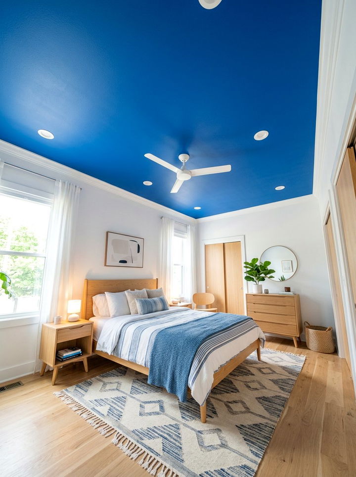 Electric blue ceiling bedroom - 30 electric blue bedroom ideas