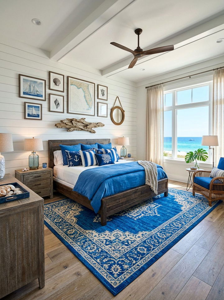 Electric blue coastal bedroom - 30 electric blue bedroom ideas