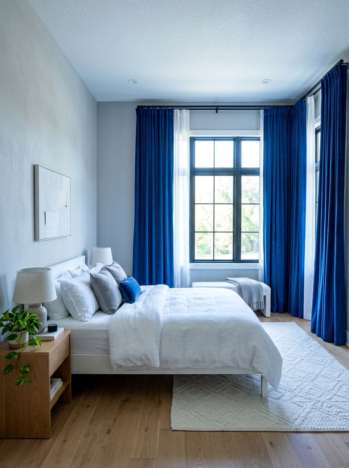 Electric blue curtains bedroom - 30 electric blue bedroom ideas