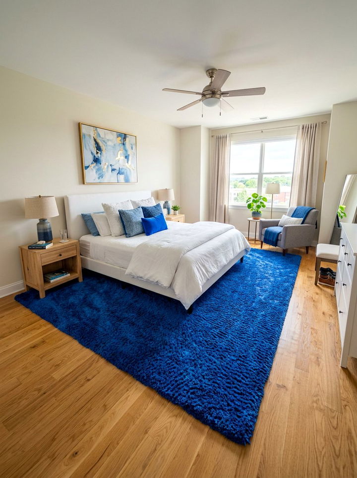 Electric blue rug bedroom - 30 electric blue bedroom ideas