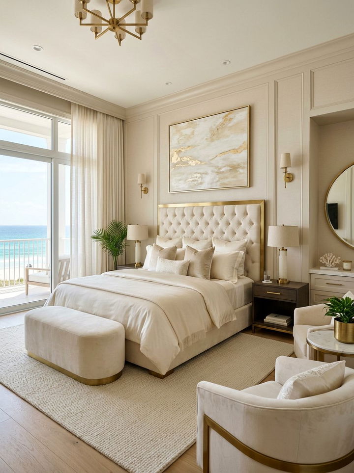 Elegant Coastal Bedroom Cream Palette - 30 coastal beige bedroom ideas