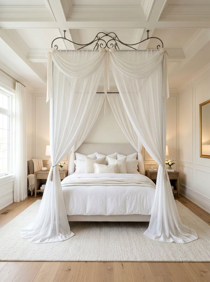 Elegant Fabric Bed Canopy - 30 bedroom focal point ideas