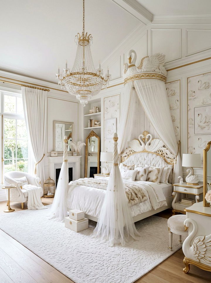 Elegant Swan Bedroom - 30 animal themed bedroom ideas