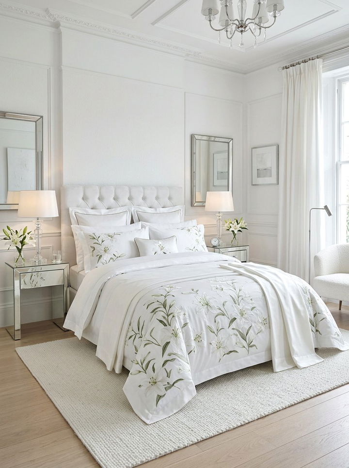 Elegant White Lily Duvet - 30 bedroom floral bedding ideas