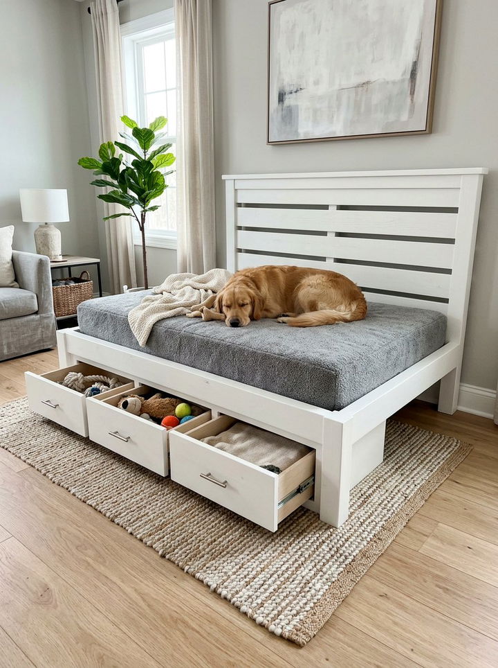 Elevated Dog Bed With Storage - 30 dog bedroom ideas