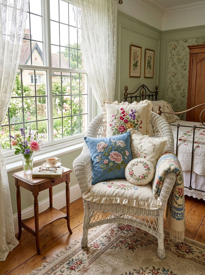 Embroidered Accent Pillows - 30 Edwardian bedroom ideas