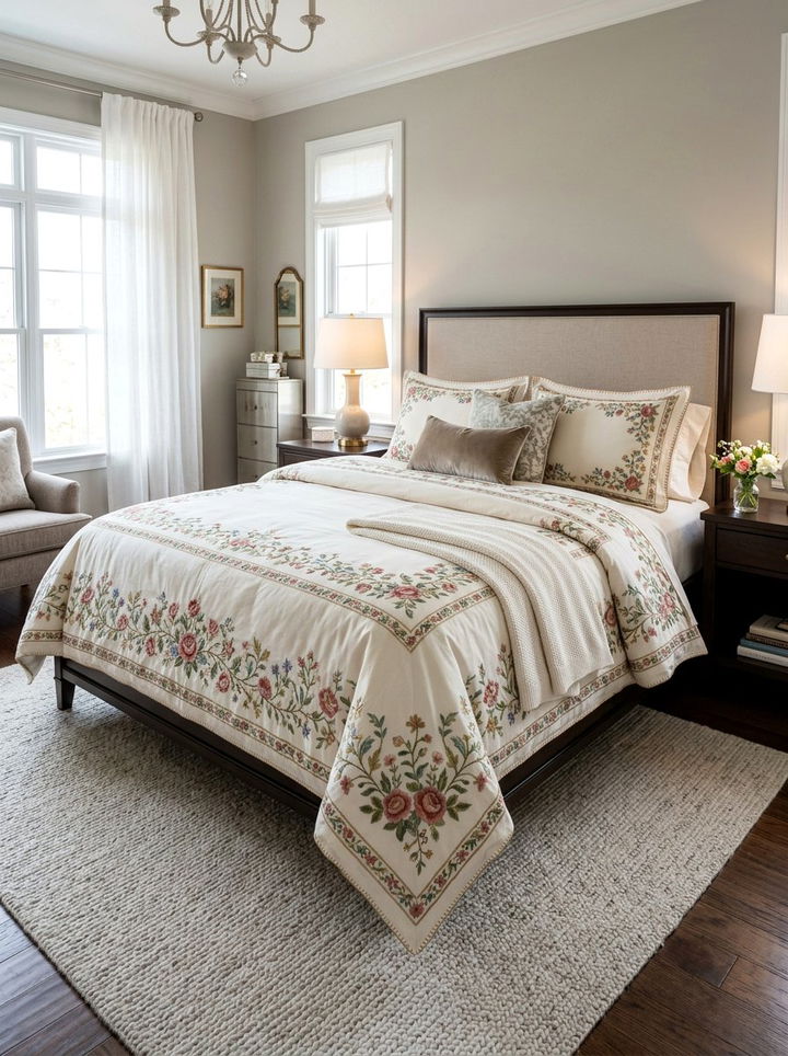 Embroidered Comforter Set - 30 bedroom comforter sets