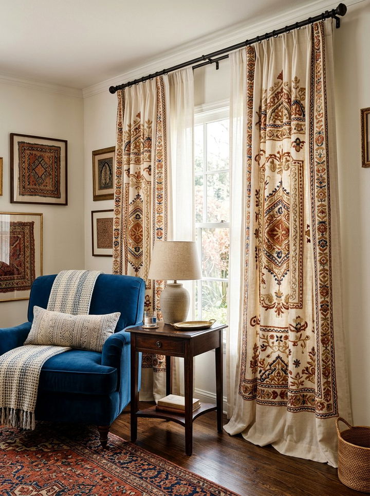 Embroidered Detail Curtains - 30 bedroom curtain ideas