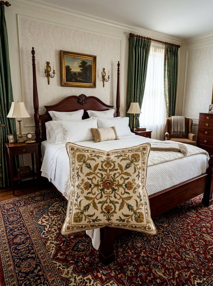 Embroidered Detail Pillow - 30 bedroom throw pillows