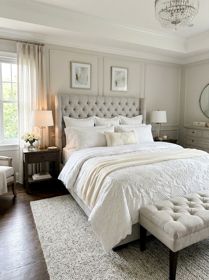 Embroidered Duvet - 30 layered texture bedroom ideas