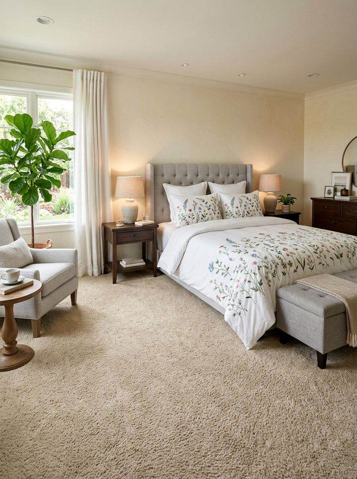 Embroidered Flower Bedding Set - 30 bedroom floral bedding ideas