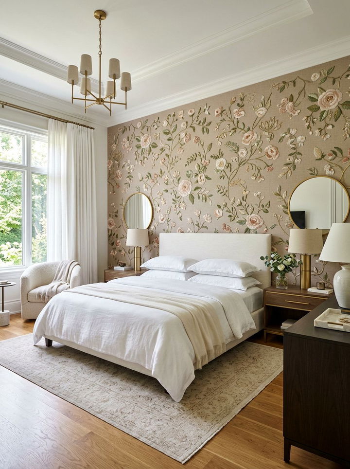 Embroidered Texture Accent Wall - 30 embroidered bedroom ideas