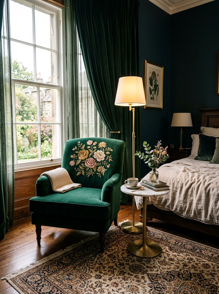 Embroidered Velvet Accent Chair - 30 embroidered bedroom ideas