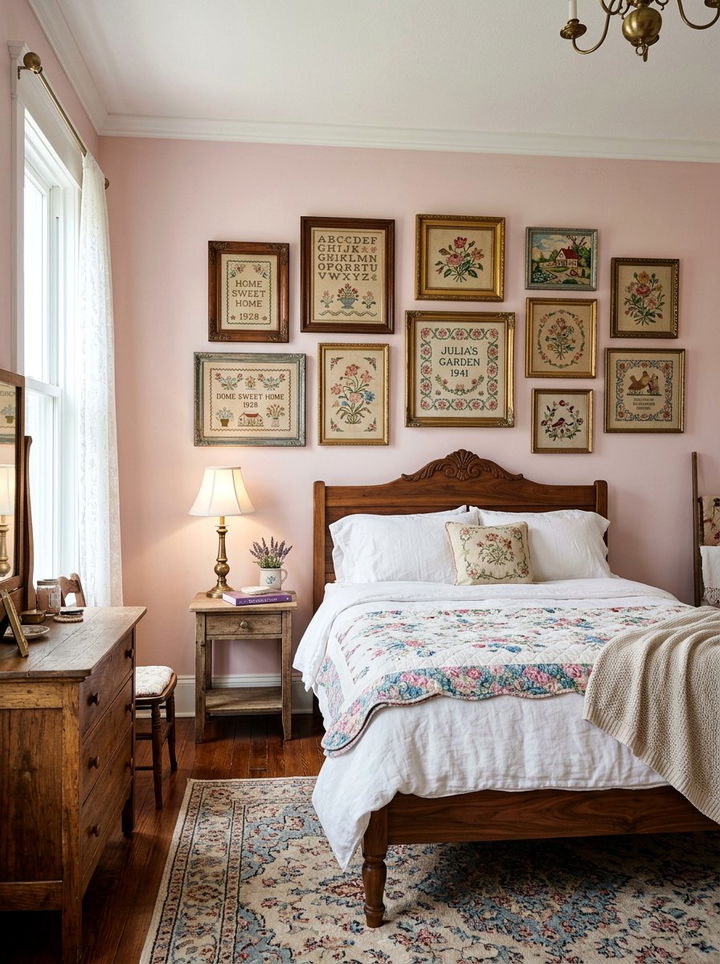 Embroidered Wall Art - 30 thrifted bedroom ideas