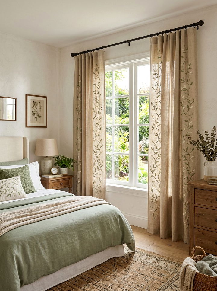 Embroidered Window Panels - 30 bedroom drapes