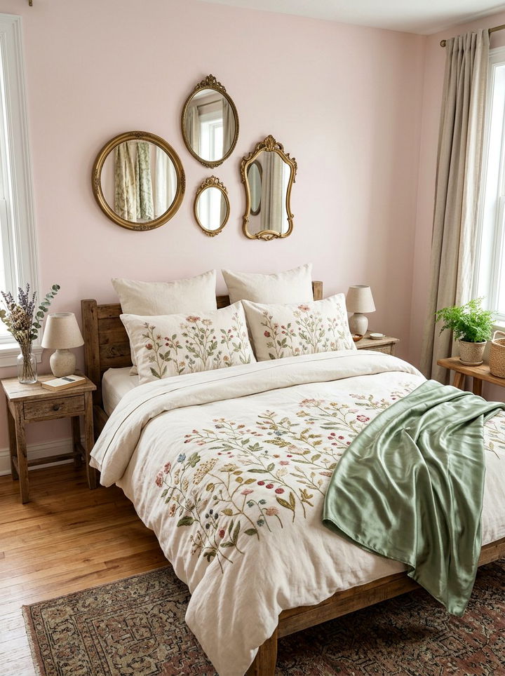Embroidered linen bedding - 30 bedroom linen bedding ideas