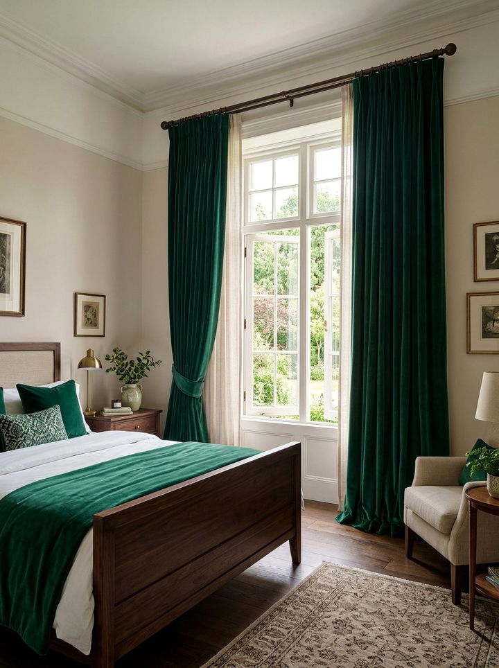 Emerald Bedroom Drapery - 30 emerald bedroom ideas