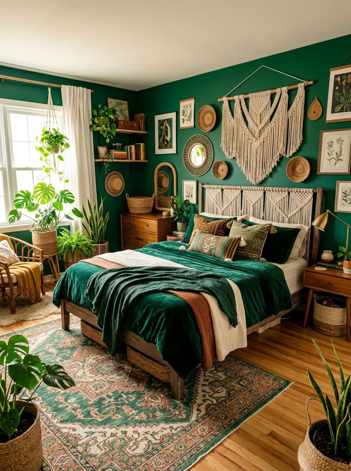 Emerald Boho Bedroom - 30 emerald bedroom ideas
