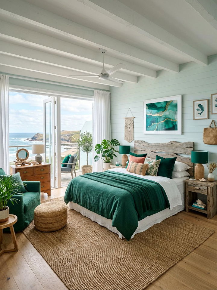 Emerald Coastal Bedroom - 30 emerald bedroom ideas