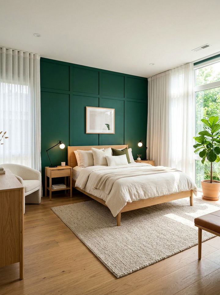Emerald Green Accent Wall Bedroom - 30 emerald bedroom decor ideas