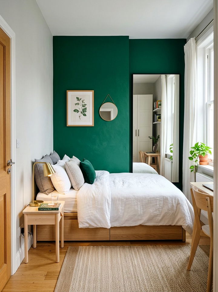 Emerald Green Accent Wall Small Bedroom - 30 emerald green accent wall bedroom