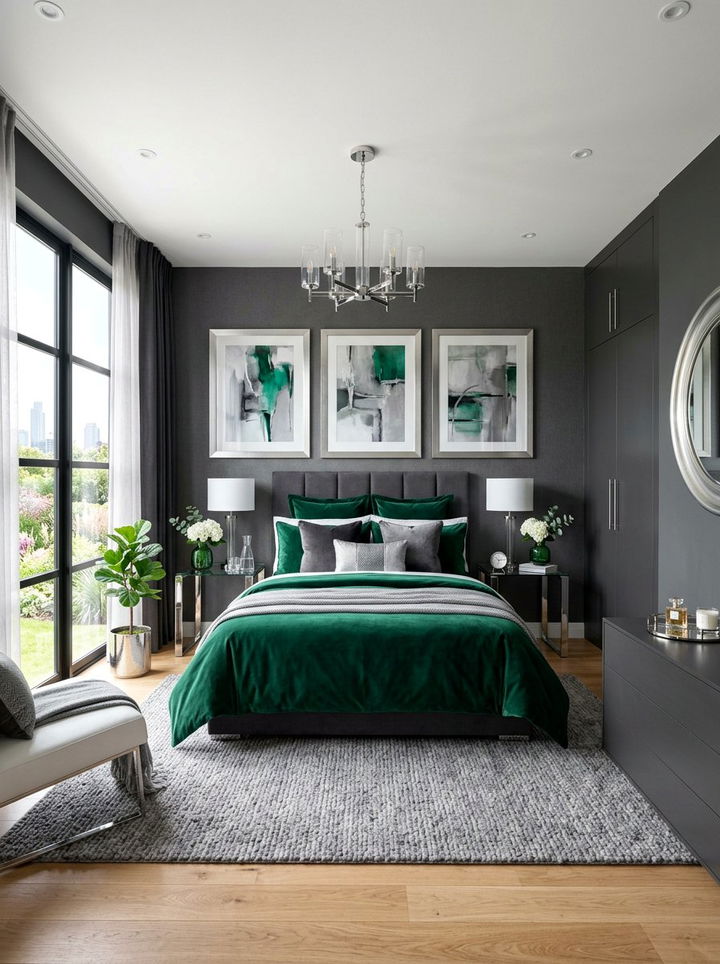 Emerald Green And Grey Bedroom - 30 emerald bedroom decor ideas