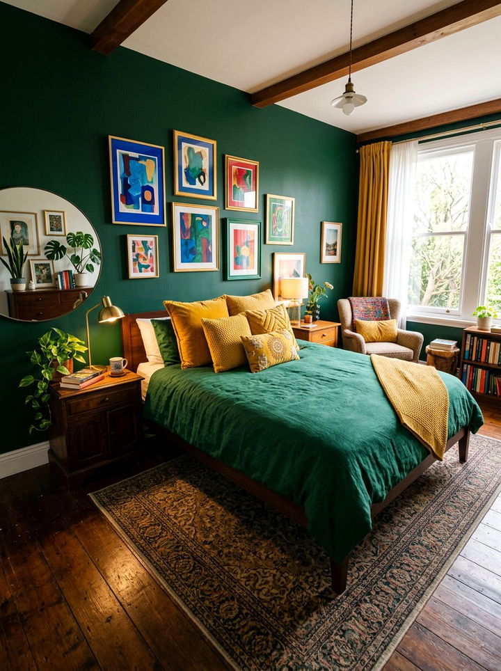 Emerald Green And Mustard Yellow Bedroom - 30 emerald bedroom decor ideas