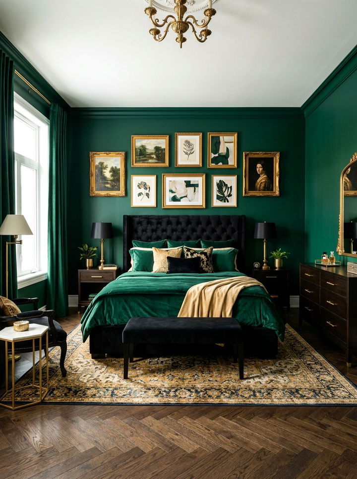 Emerald Green Bedroom - 30 dramatic bedroom ideas
