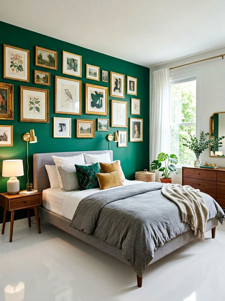 Emerald Green Bedroom Gallery Wall - 30 emerald green accent wall bedroom