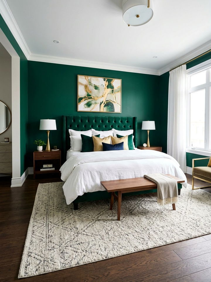 Emerald Green Bedroom Wall - 30 dark green bedroom ideas