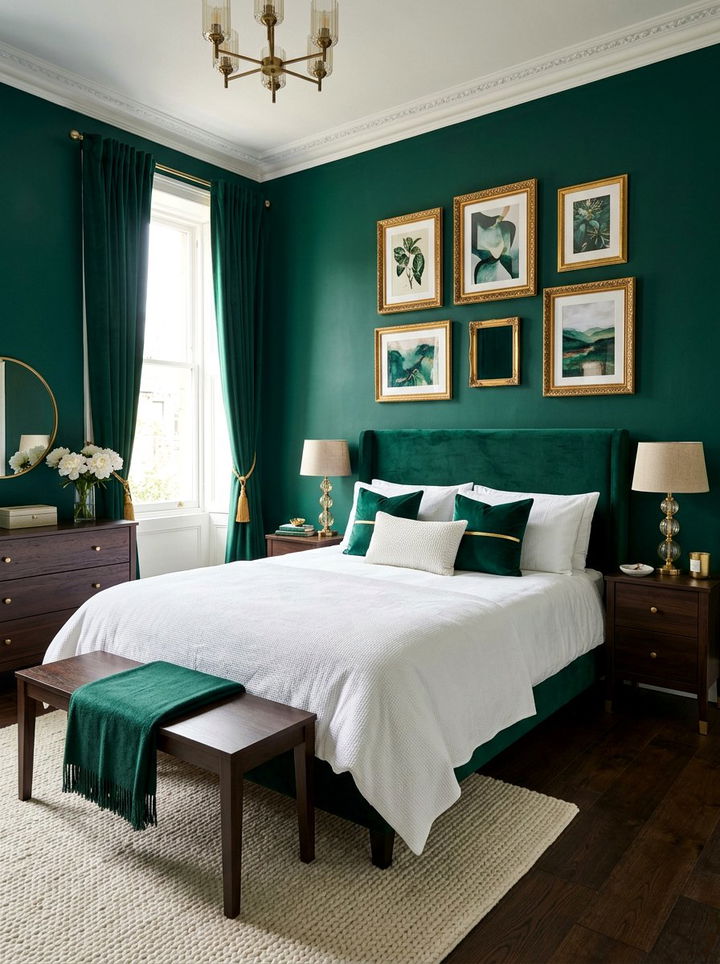 Emerald Green Bedroom - 30 bedroom accent color ideas