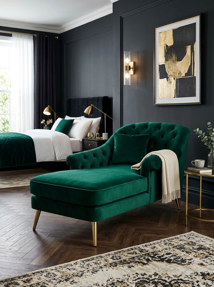 Emerald Green Chaise Lounge - 30 bedroom chaise lounges