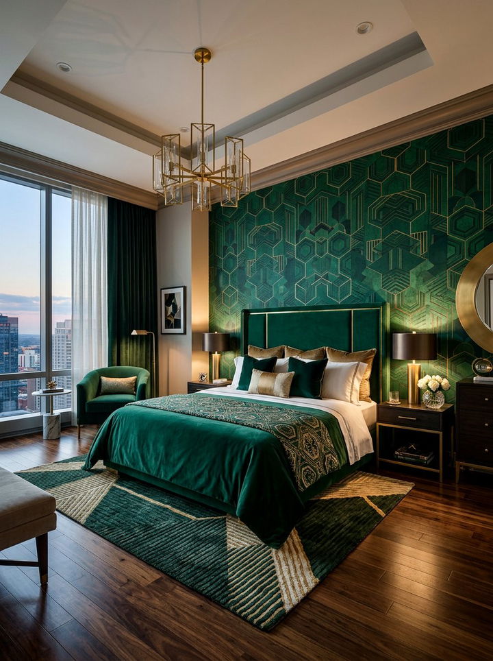 Emerald Green Geometric Wallpaper - 30 bedroom geometric wallpapers