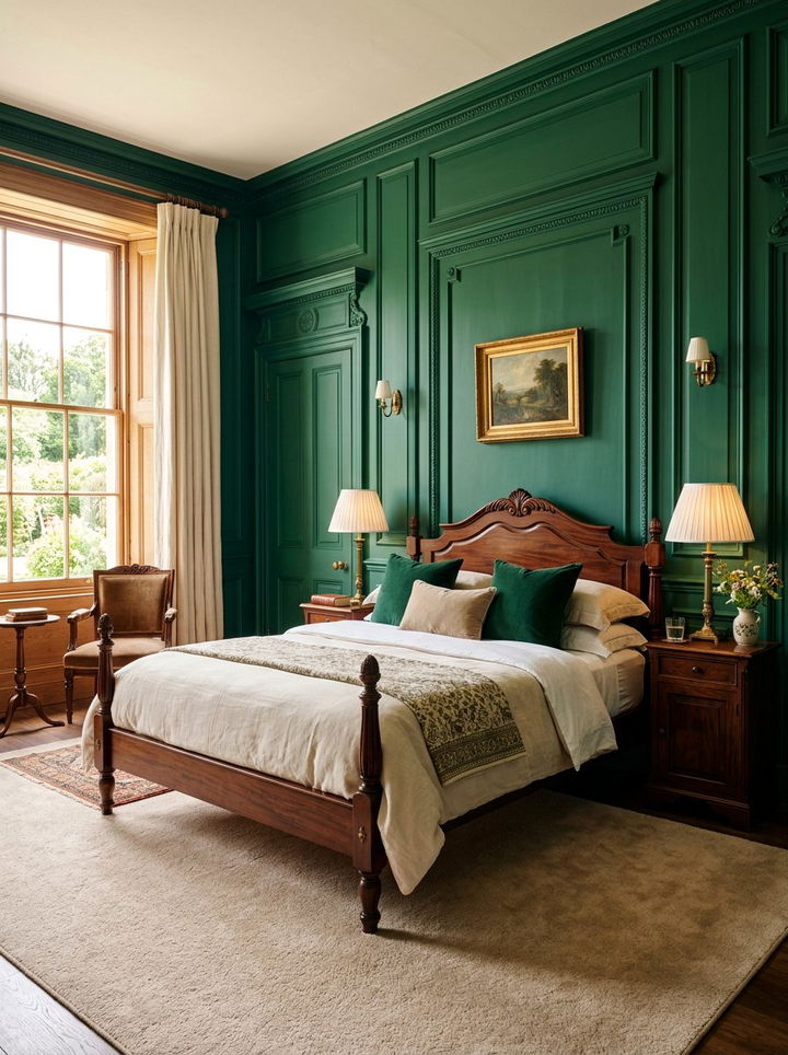 Emerald Green Paneled Wall Bedroom - 30 emerald green accent wall bedroom