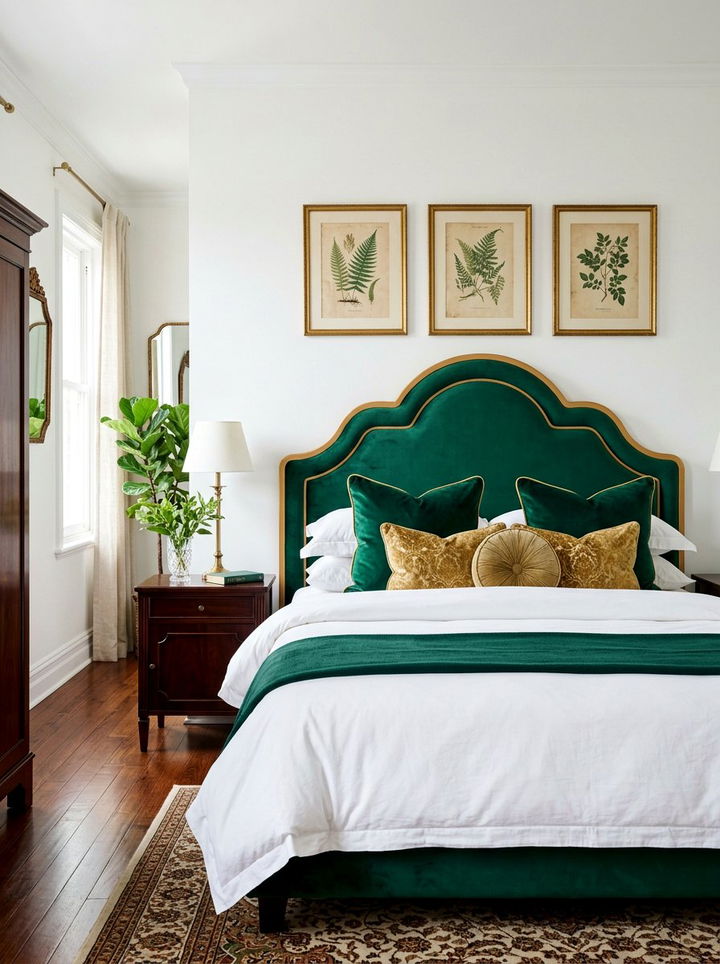 Emerald Green Scalloped Headboard - 30 bedroom upholstered headboards